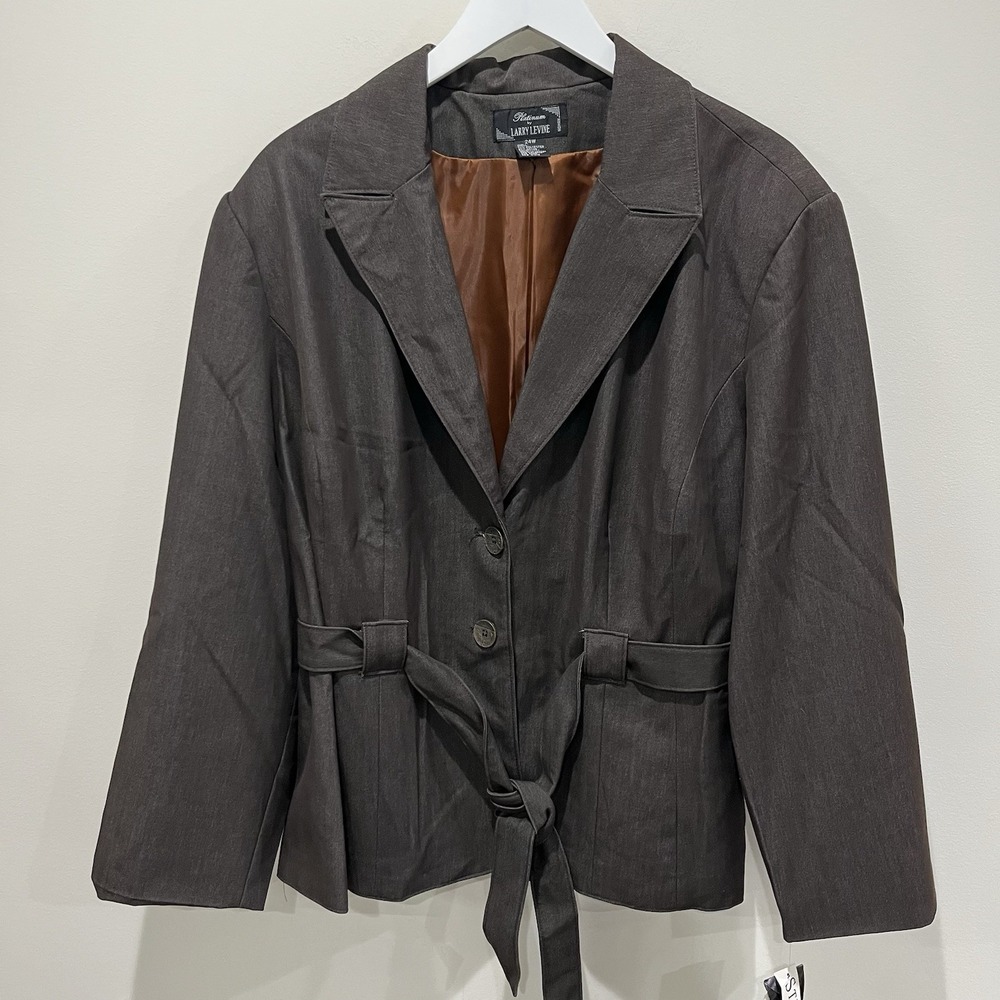 New Platinum By Larry Levine Womens Blazer Brown 24W‎ Office Career Classic